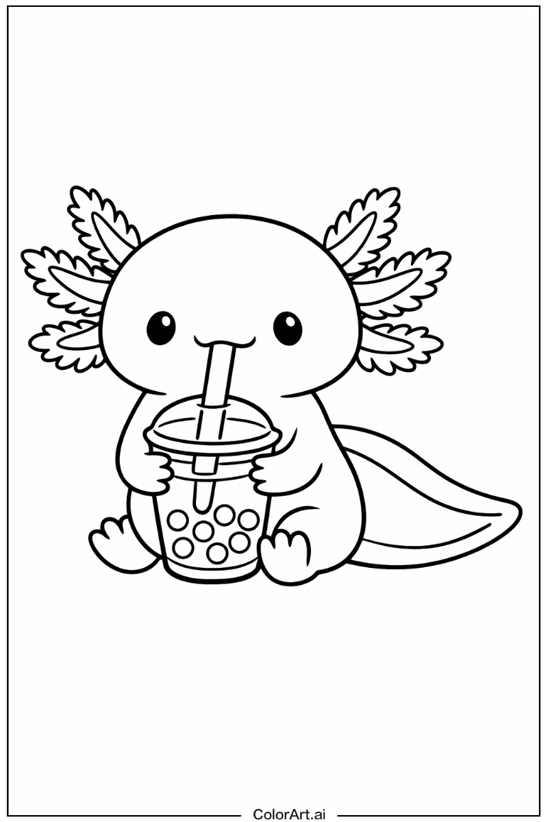 Axolotl drinking boba Axolotl 2