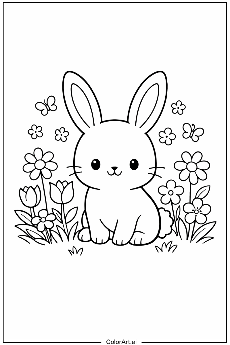 Bunny with Flowers 6