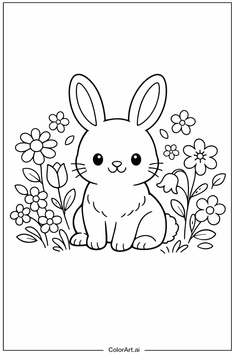 Bunny with Flowers