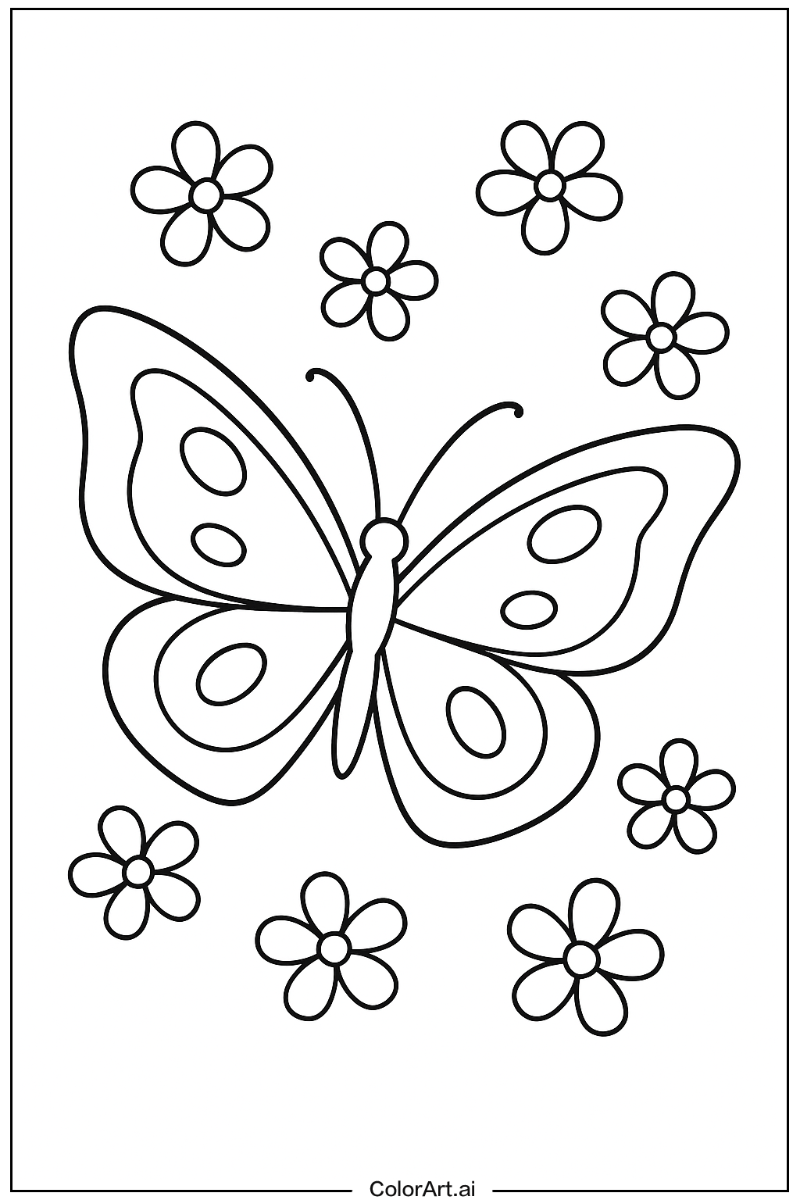 butterfly with Flowers 2