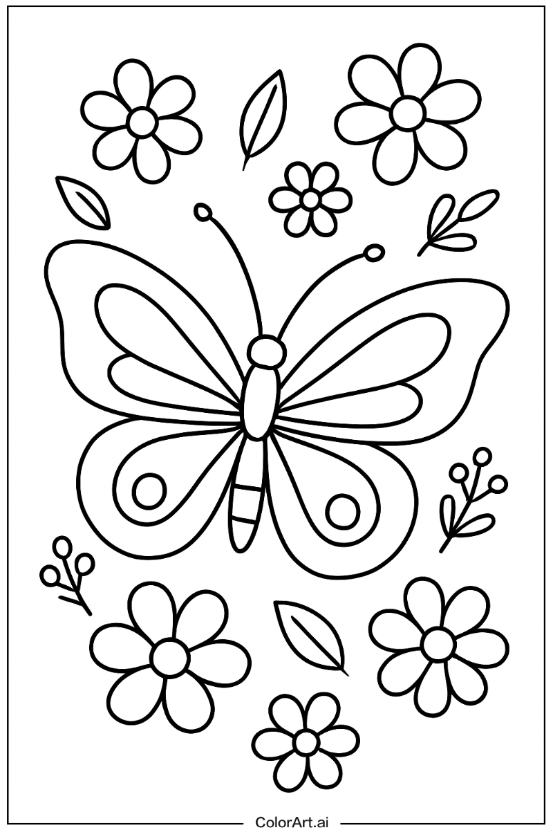 butterfly with Flowers 4