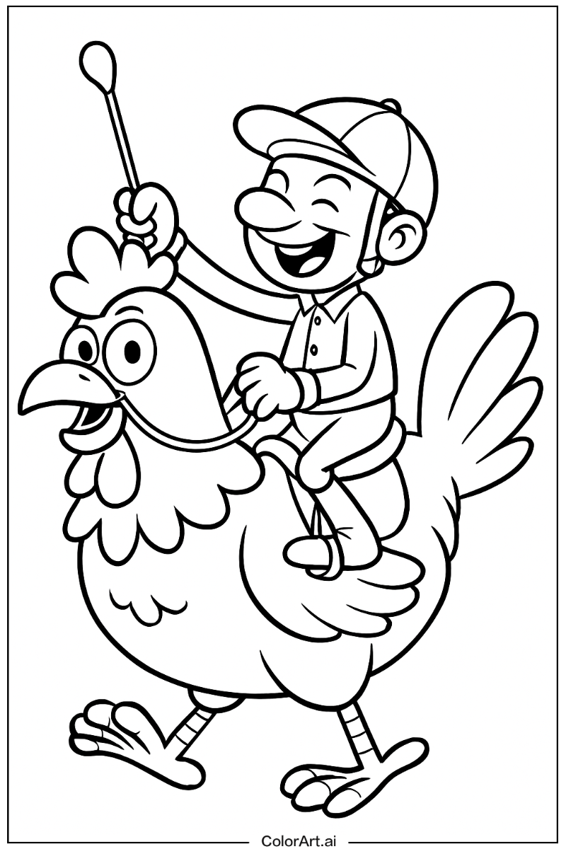 chicken jockey Cartoon Fun