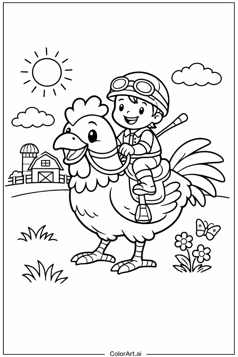 Smiling chicken jockey