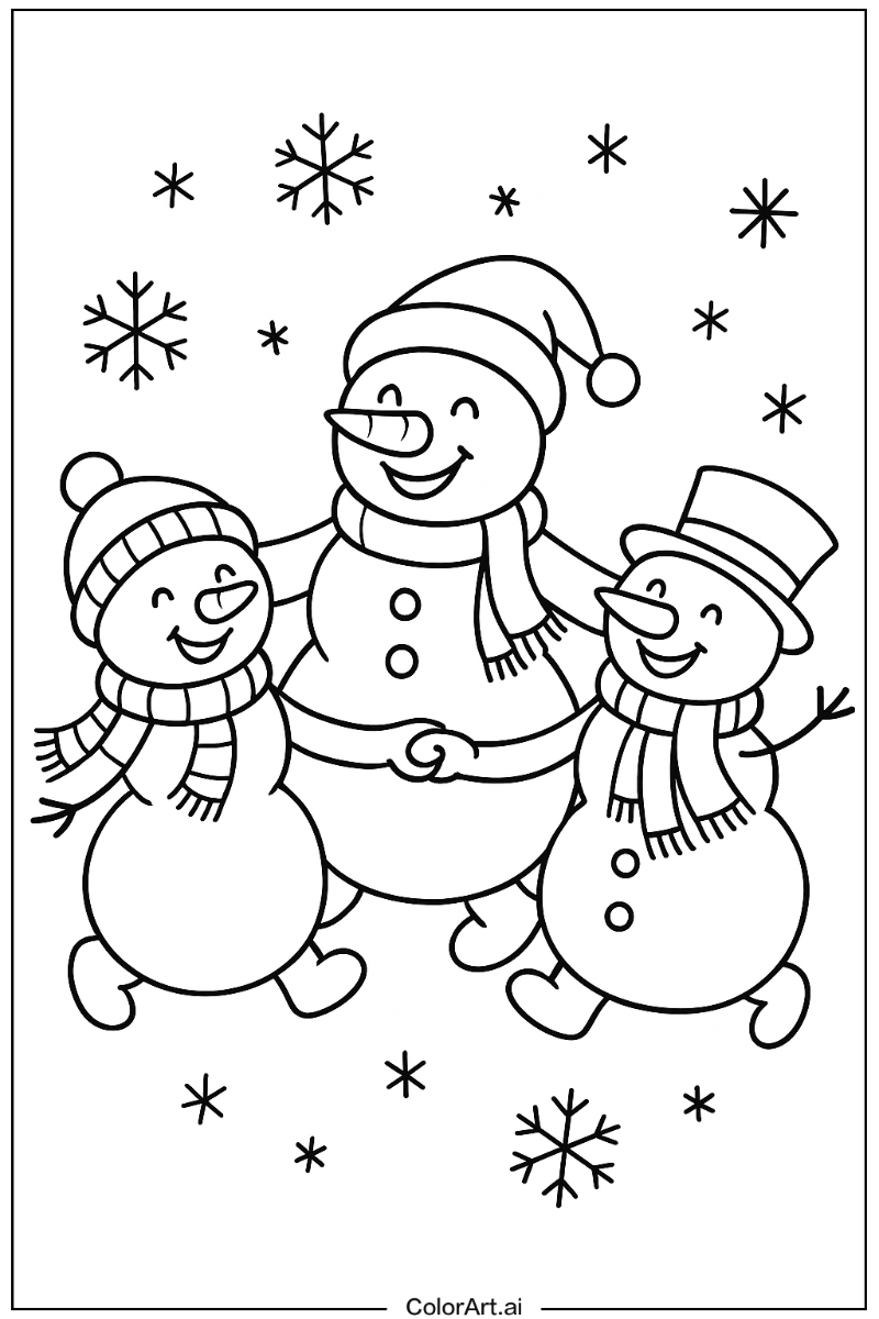 Dancing Snowman Family