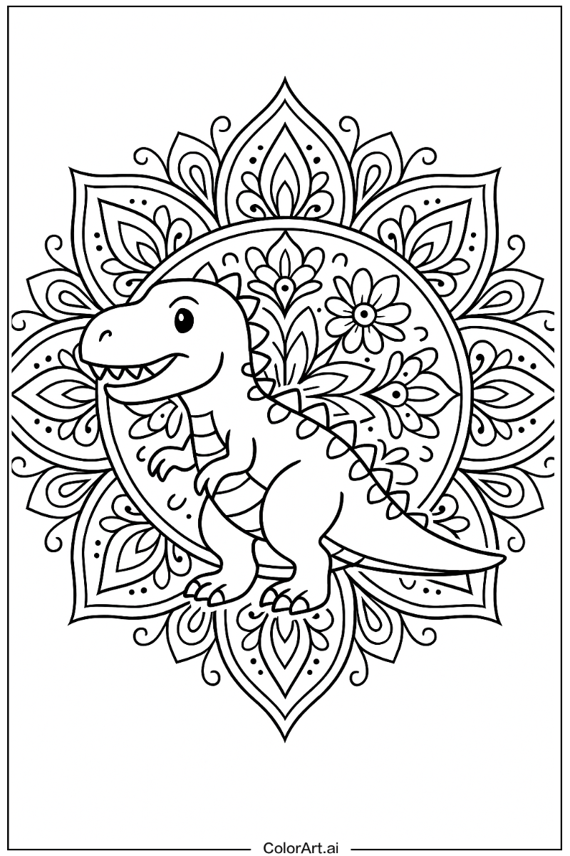 Dinosaur Mandala Style