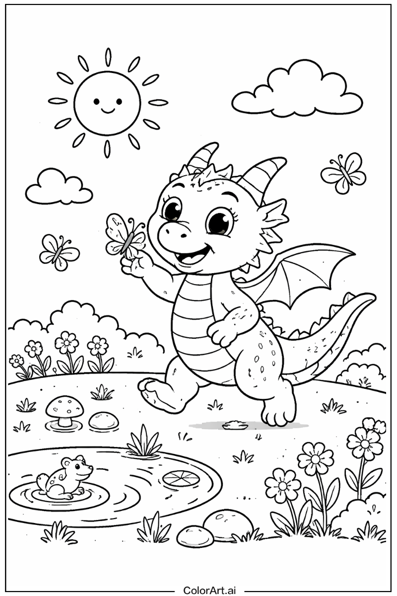 外で遊ぶドラゴン