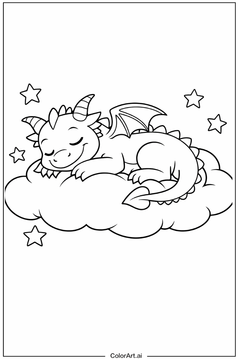 dragon Relaxing on a Cloud