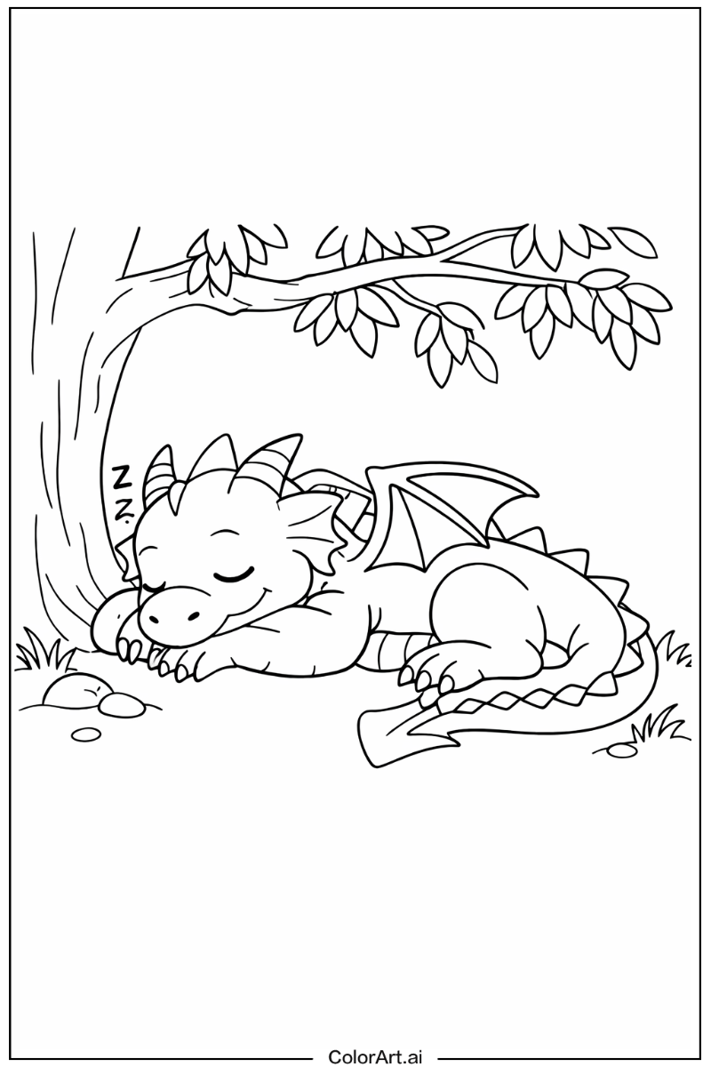 dragon Taking a Nap Under a Tree