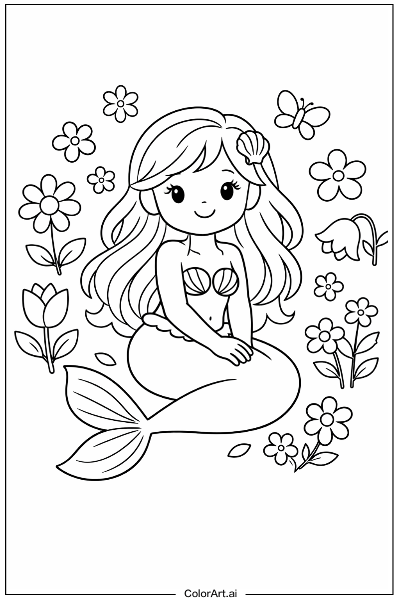 mermaid with Flowers 2