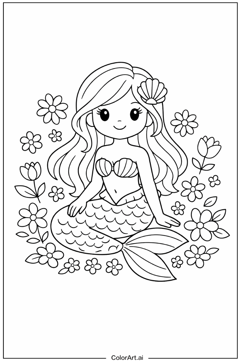 Mermaid with Flowers 2