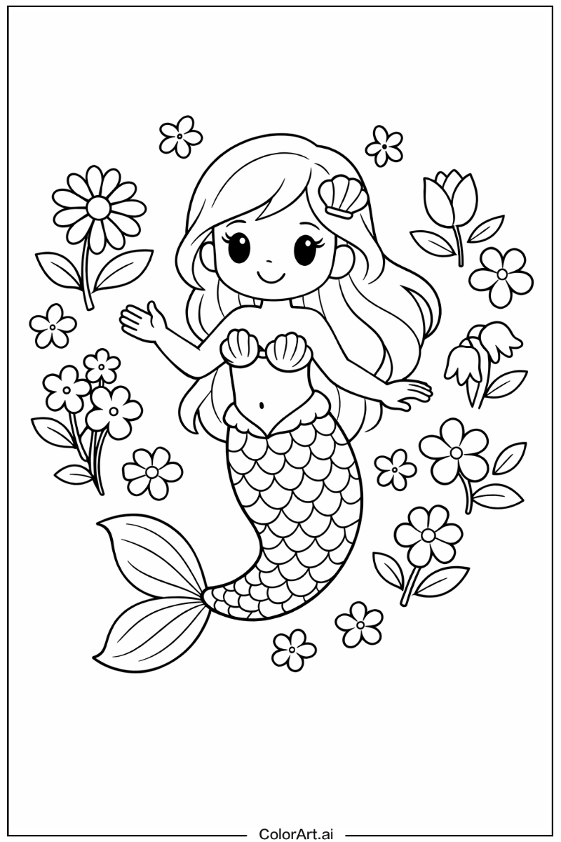 mermaid with Flowers 3