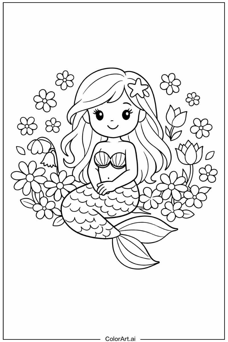mermaid with Flowers