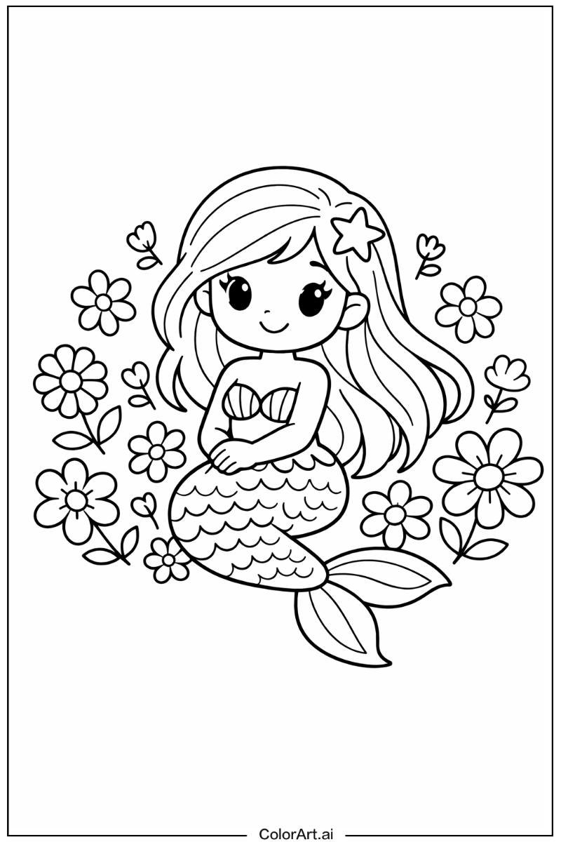Mermaid with Flowers