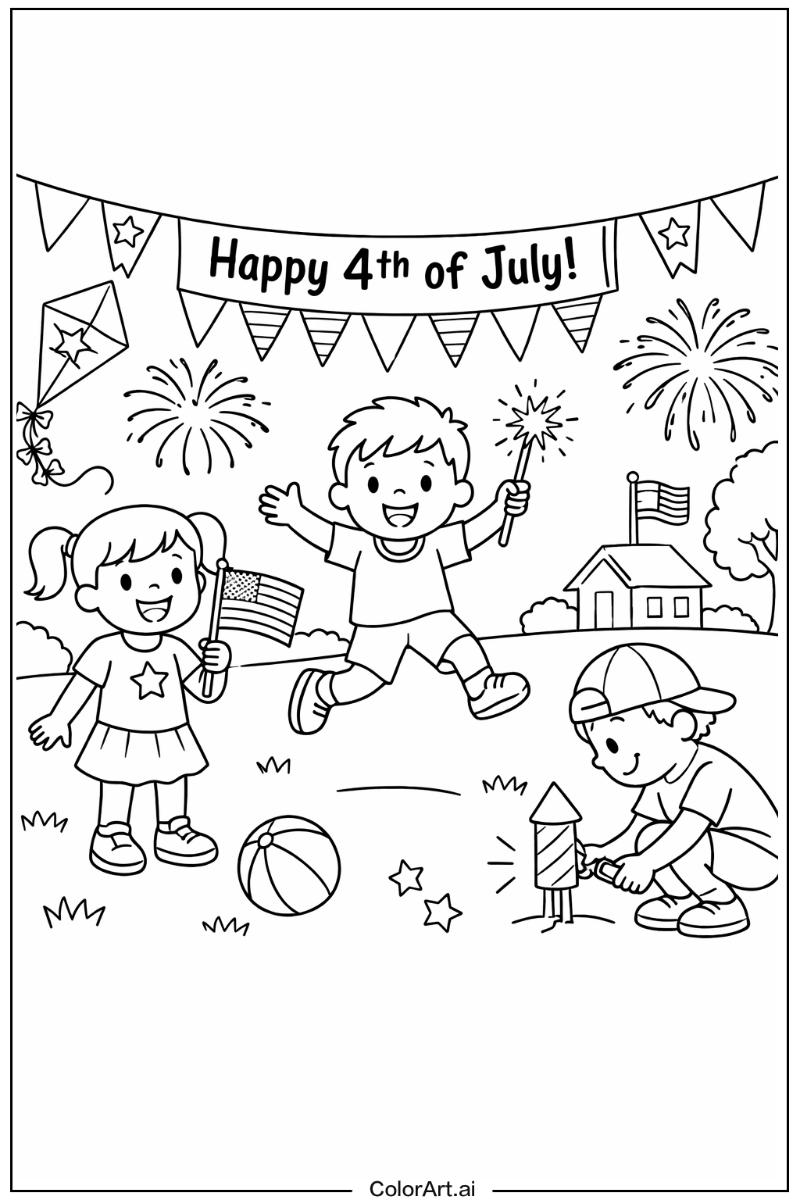 4th of July Playing Outside