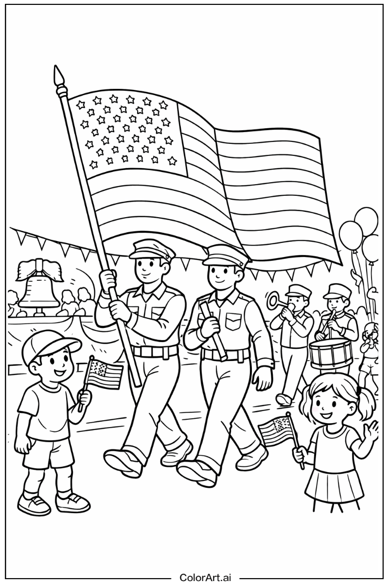 American flag with American flag parade scene Theme