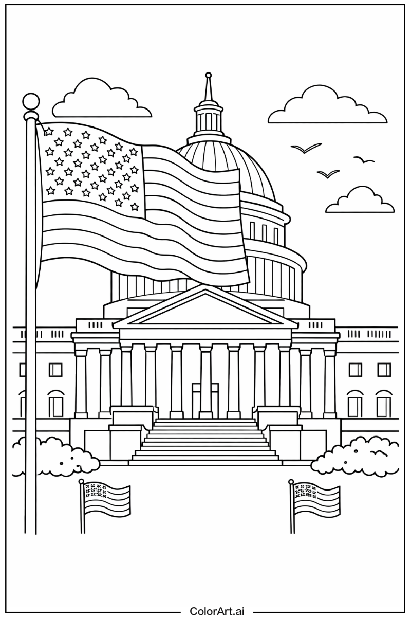 American flag government building American flag Scene
