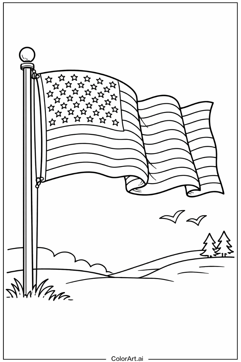 American flag waving American flag Scene 2