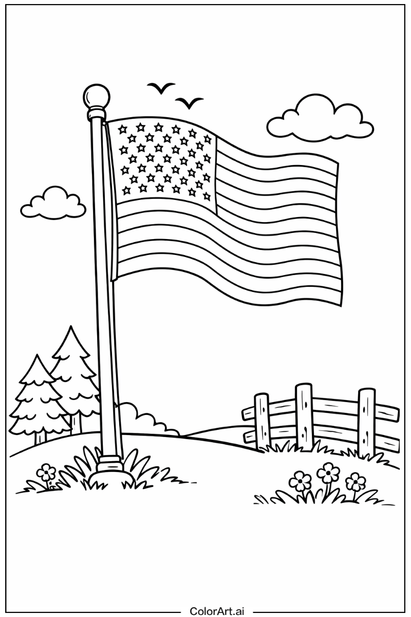 American flag cartoon style American flag Design 2