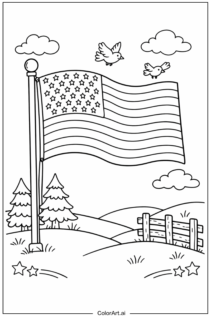 American flag cartoon style American flag Design