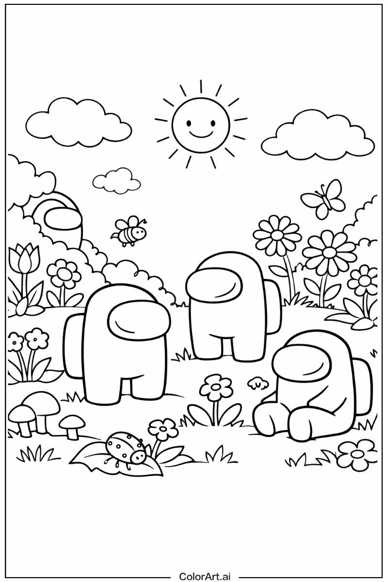 Among us game in a Garden 3