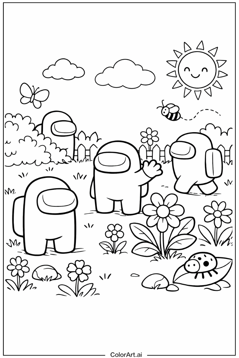 Among us game in a Garden 7