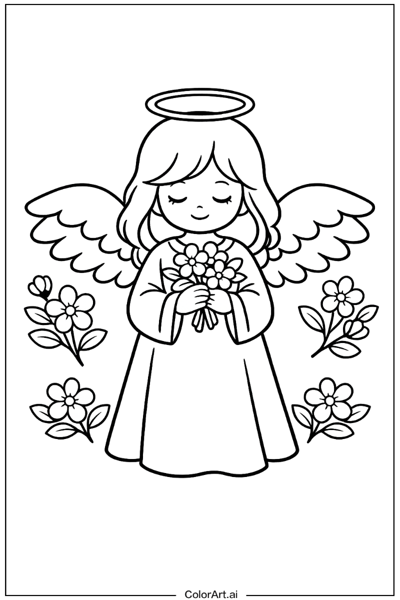 Angel with Flowers 1