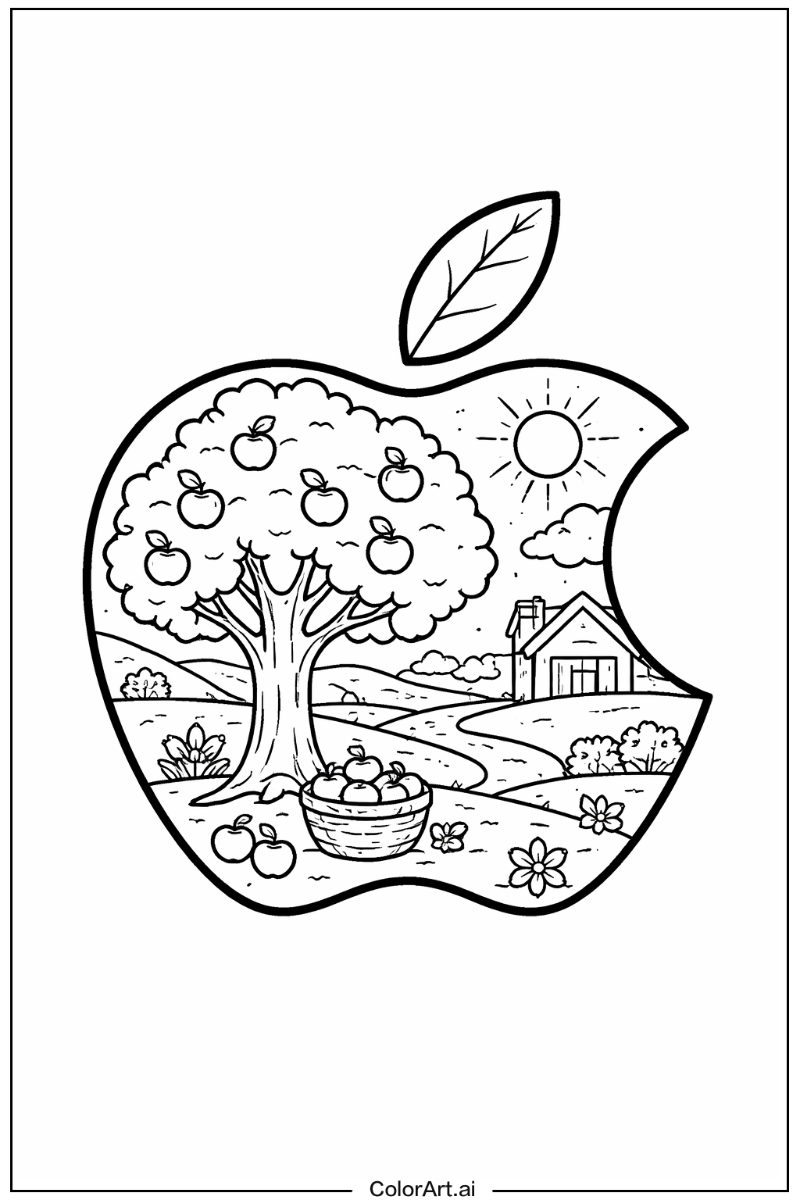 Apple with Apple logo silhouette Theme