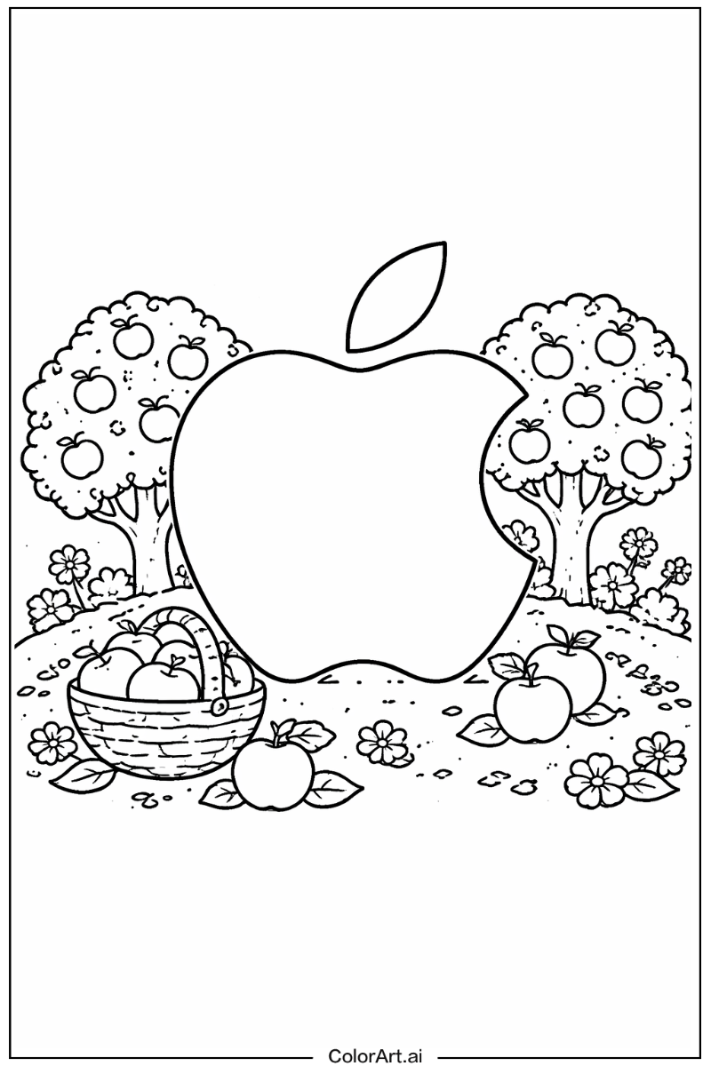 Apple logo line art Apple Scene