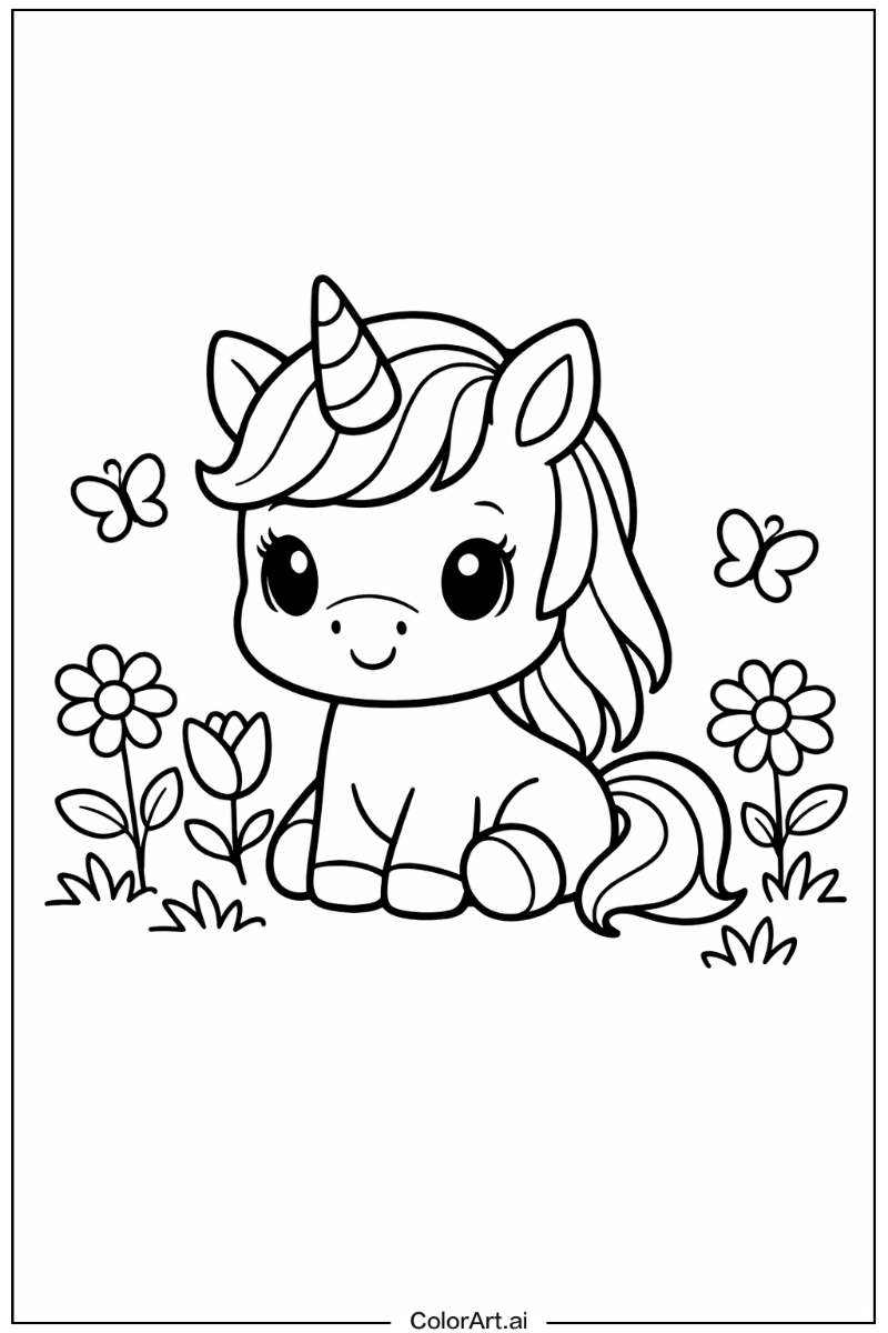 Baby Unicorn in a Garden 2