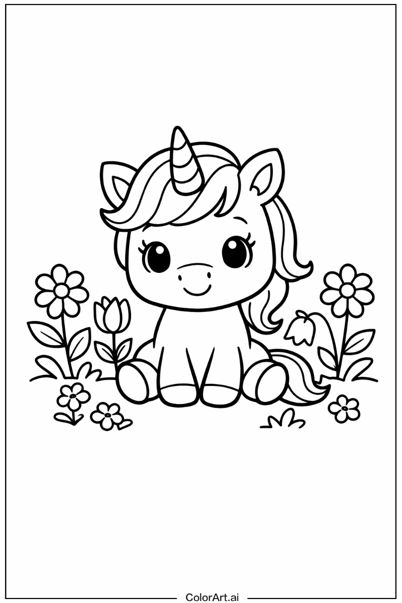 Baby Unicorn in a Garden 4