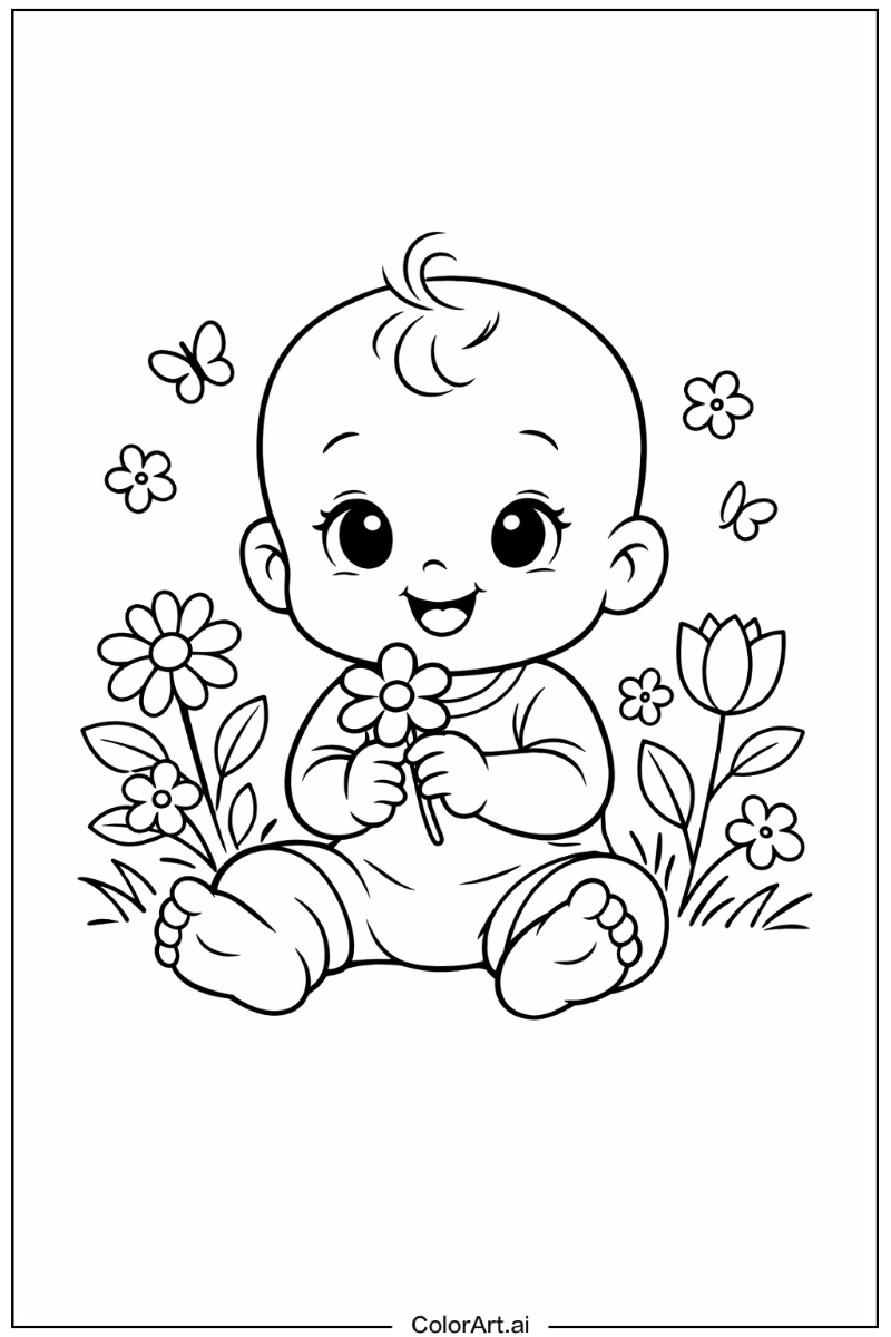 baby with Flowers 2