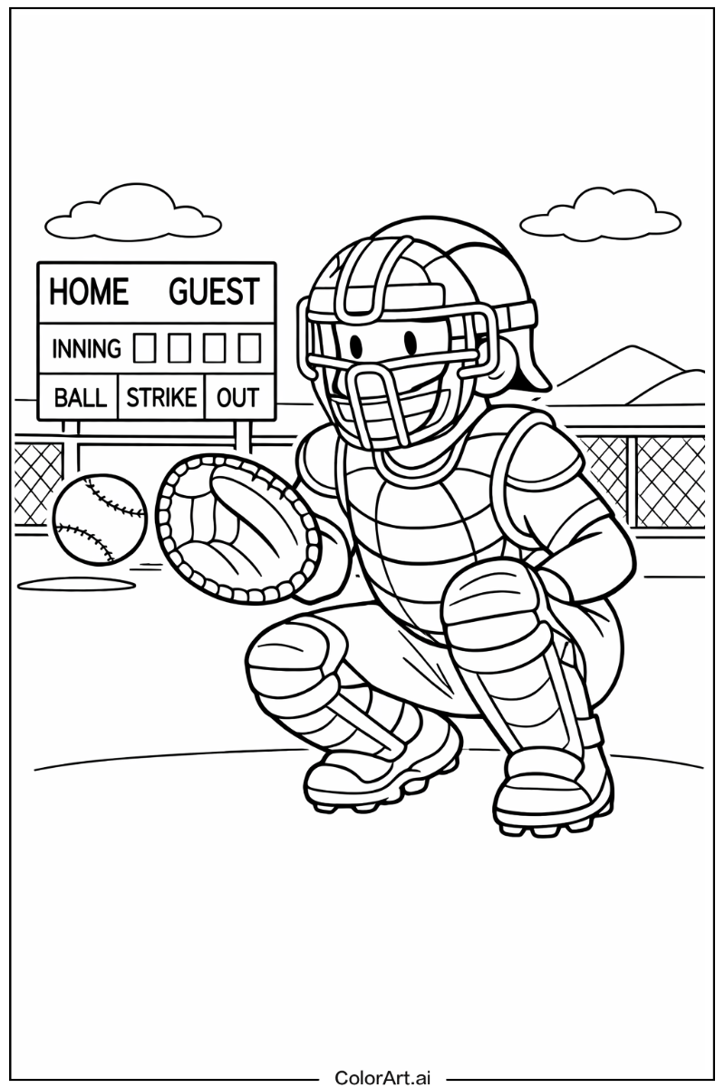 Catcher Baseball Scene