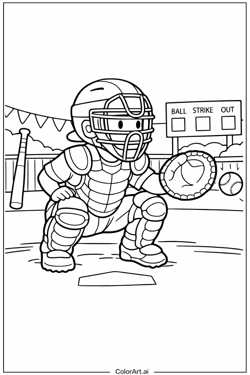 Catcher Baseball Scene