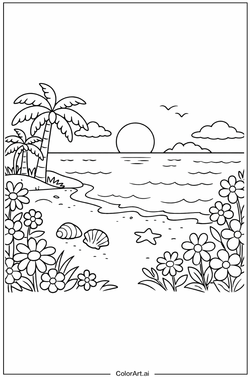 Beach with Flowers 3