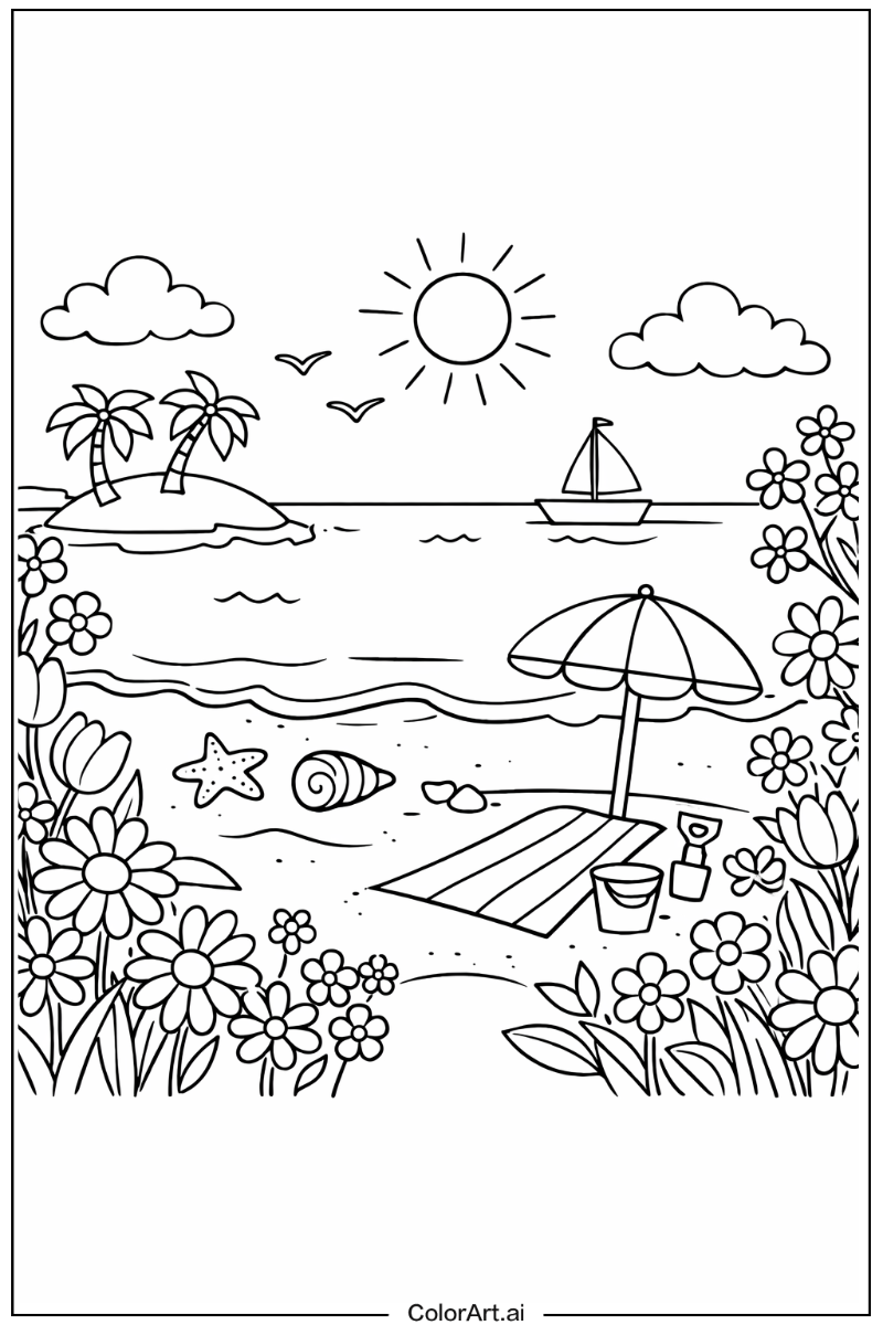 Beach with Flowers 5