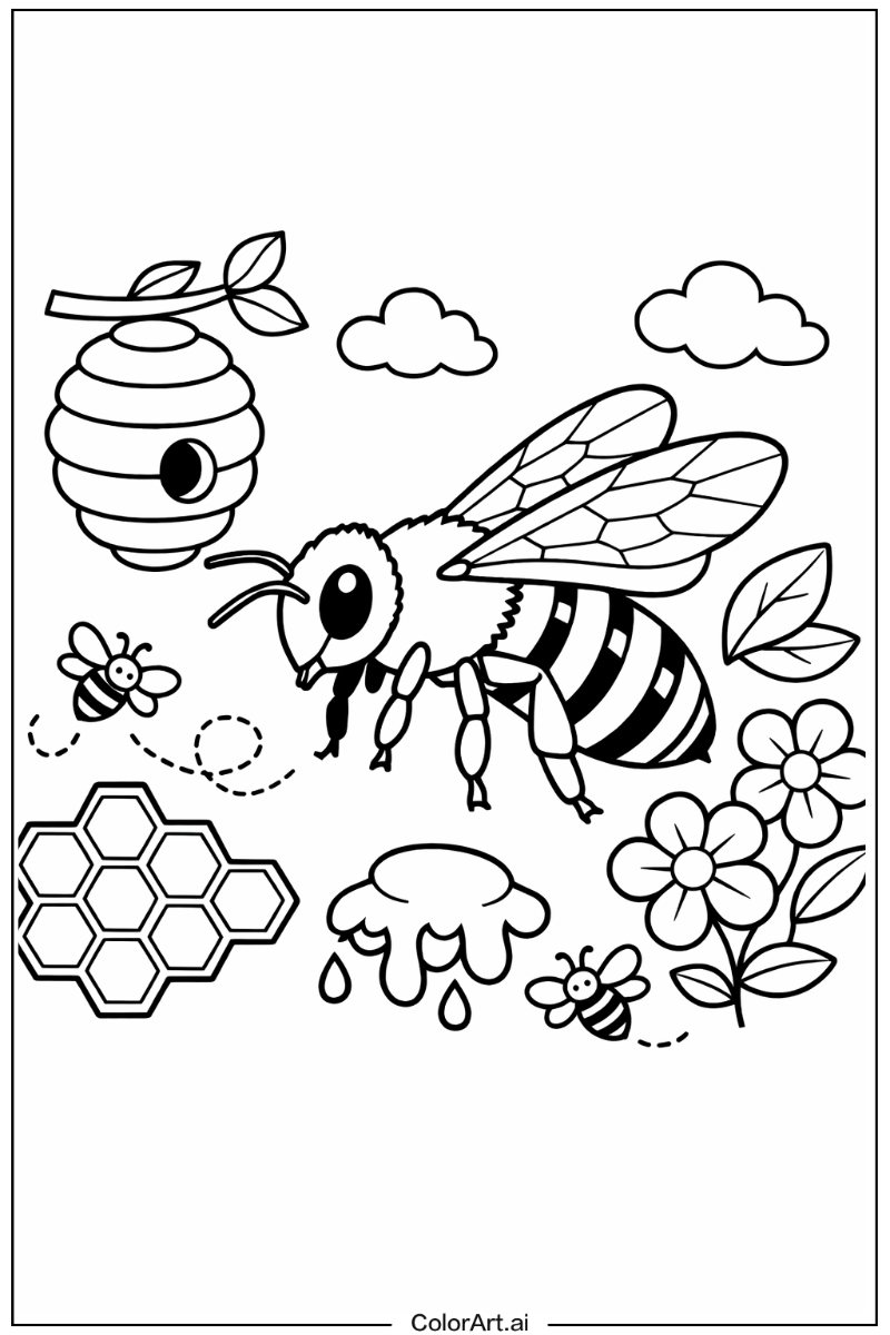 Bee with Italian honey bee Theme
