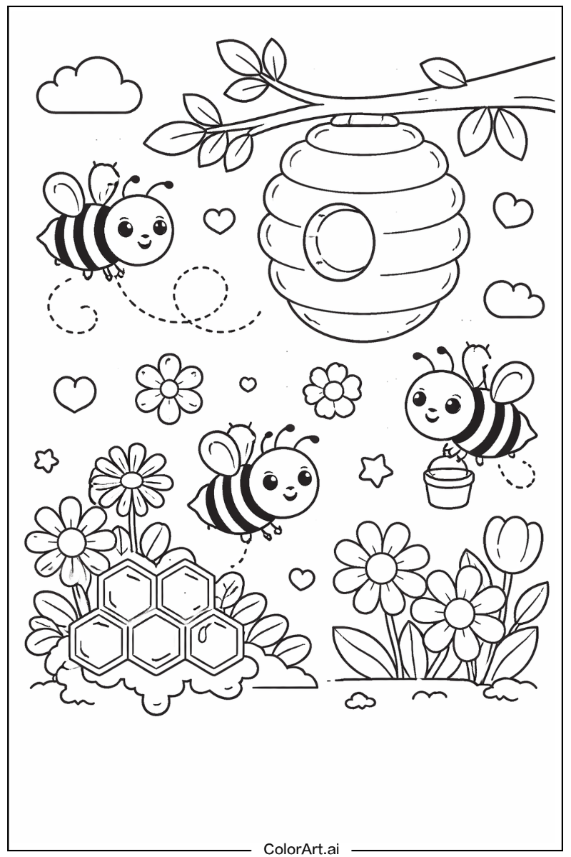 Bee with Honey bee Theme