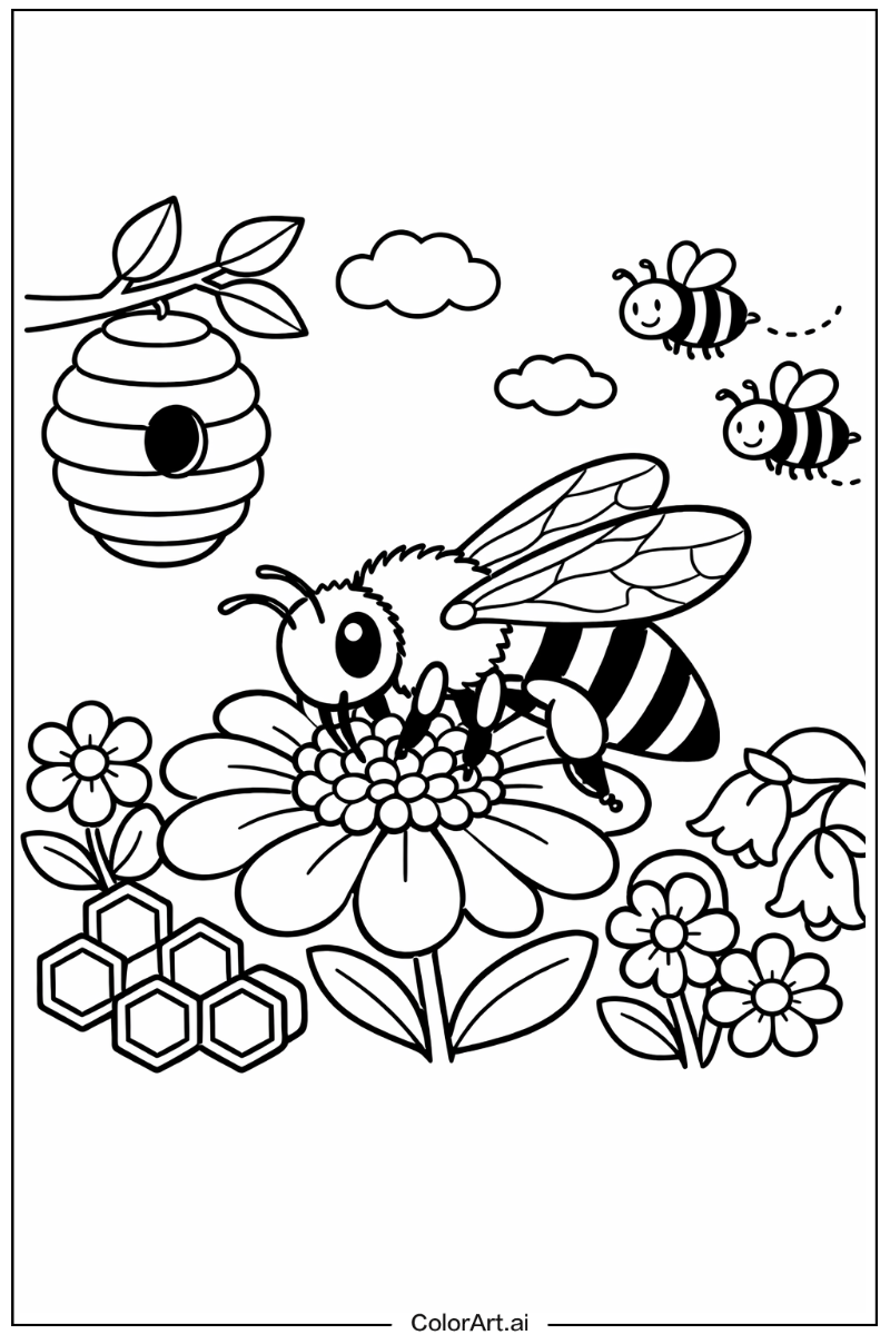 Bee with Italian honey bee Theme 2