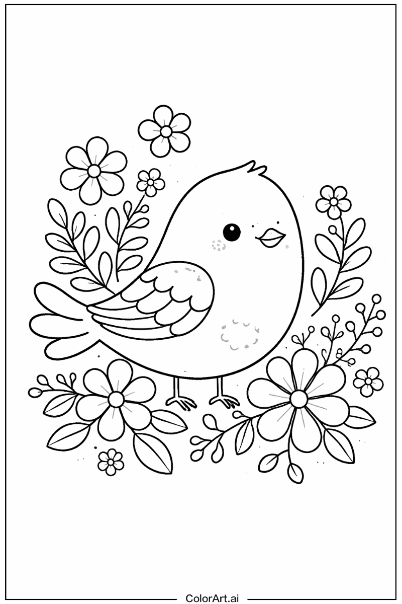 bird with Flowers 2