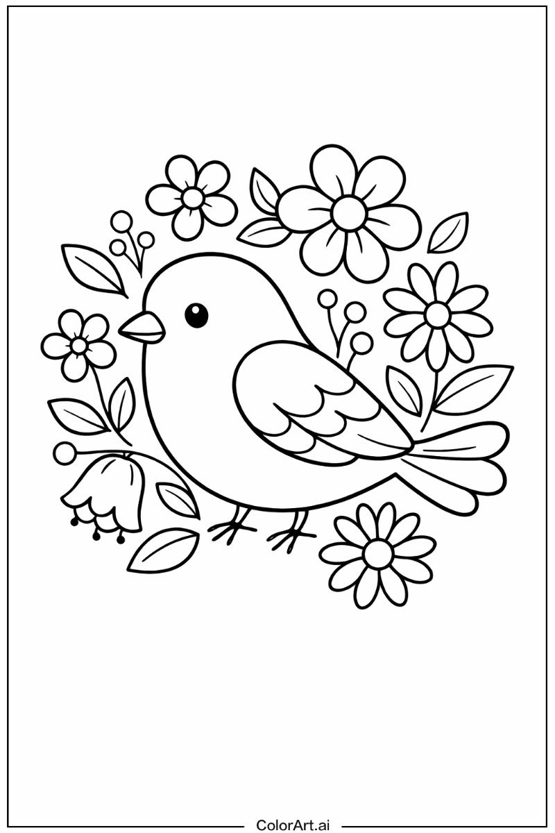 bird with Flowers 4
