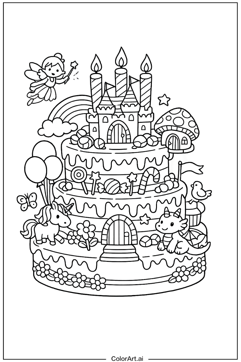 Birthday cake with Fairy tale birthday cake Theme