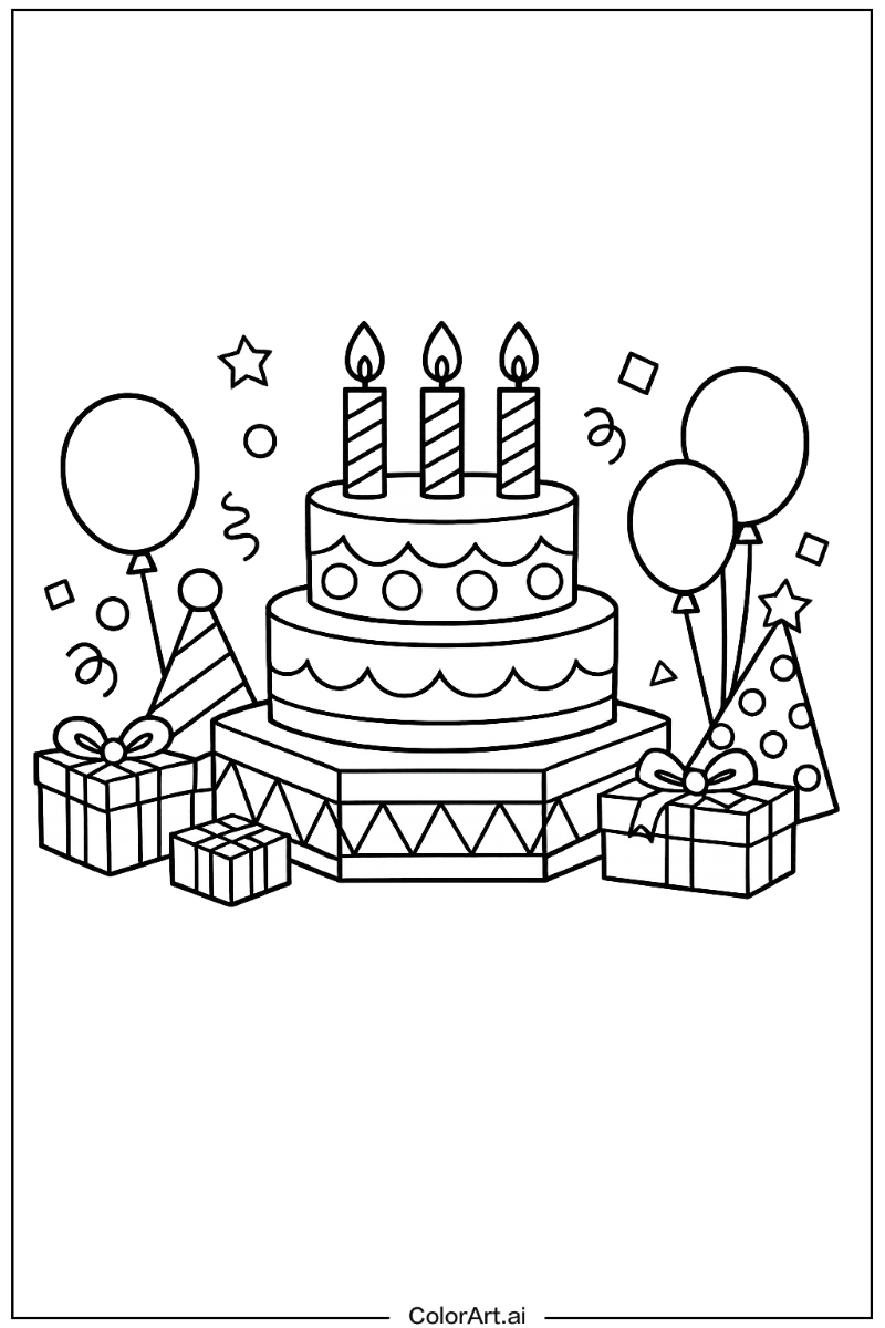 Geometric birthday cake Birthday cake Scene