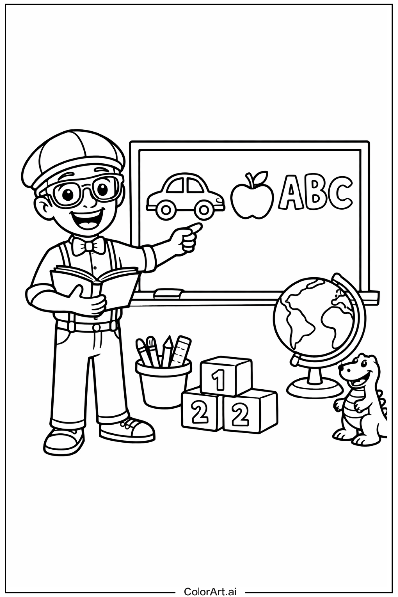 Blippi teaching Blippi Scene