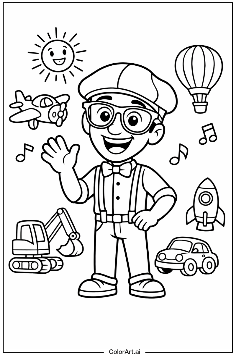 Blippi with Blippi smiling Theme