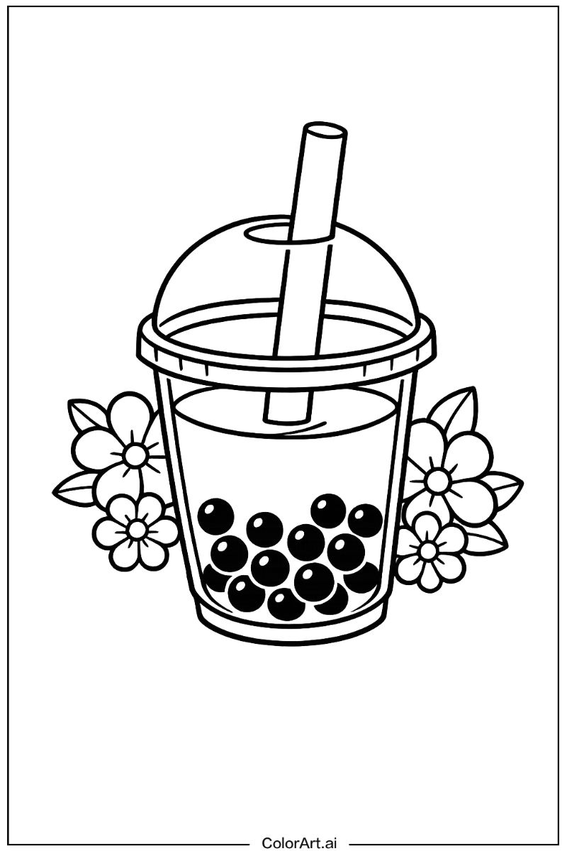 boba tea with Flowers 2
