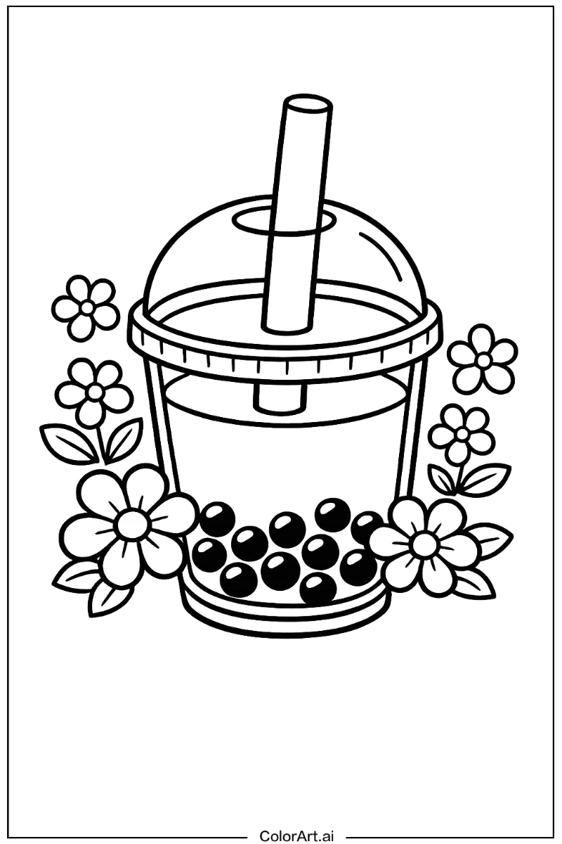 boba tea with Flowers 3