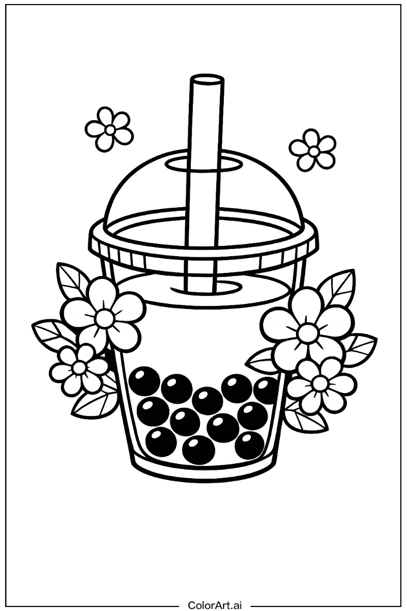 boba tea with Flowers 4