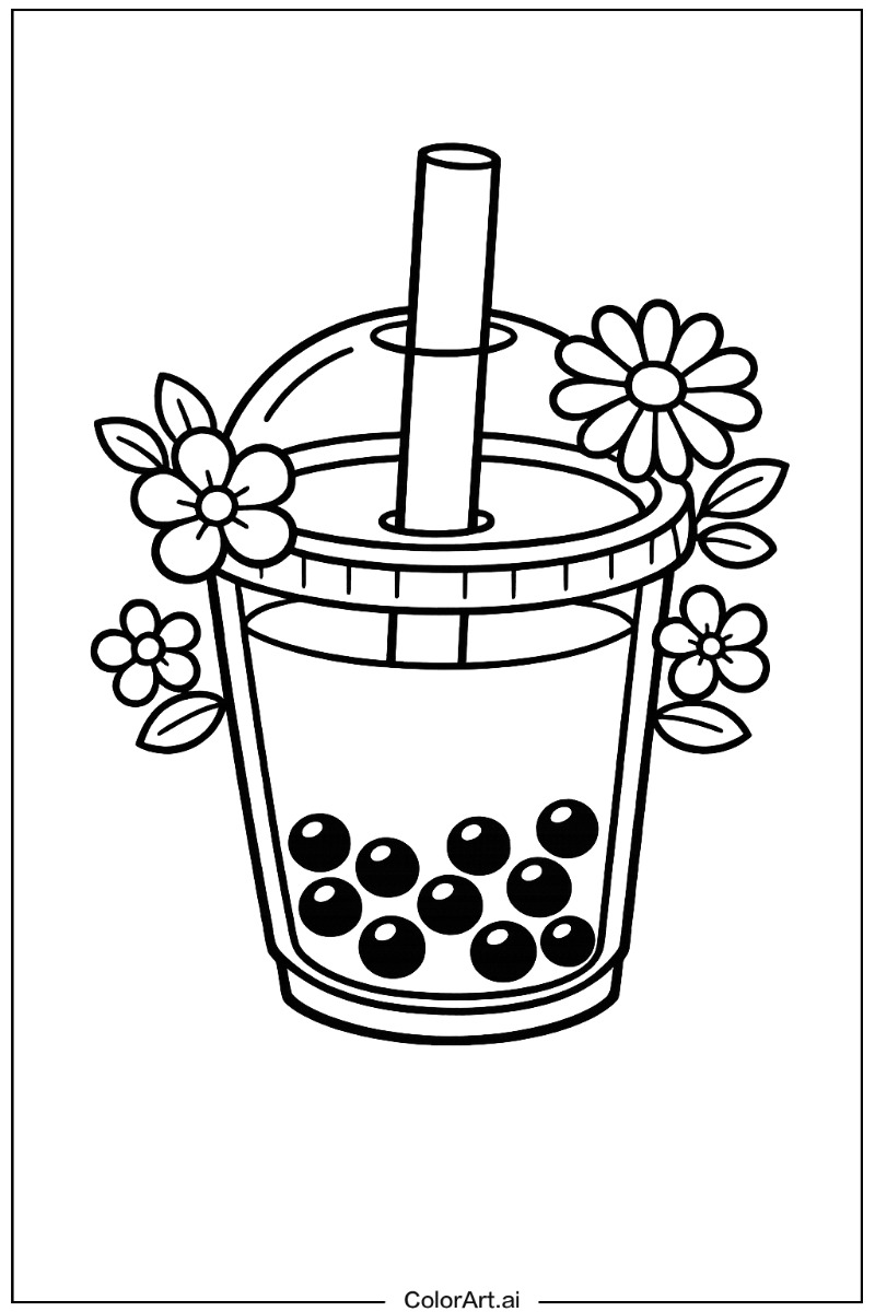 boba tea with Flowers 1