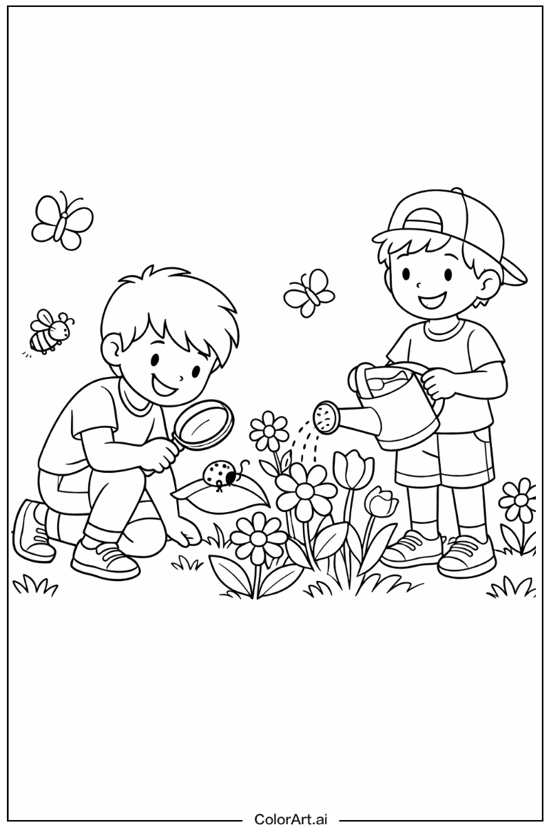 Boys in a Garden 3
