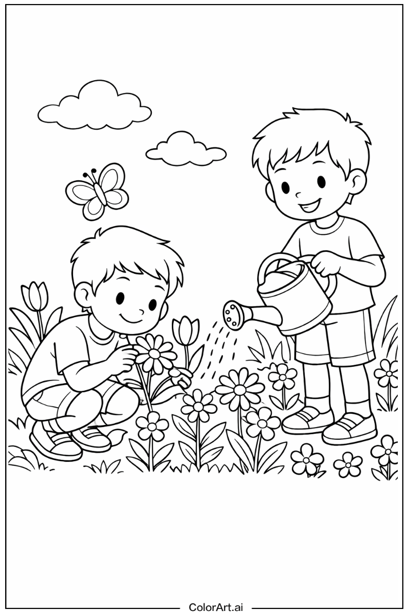 Boys in a Garden 5